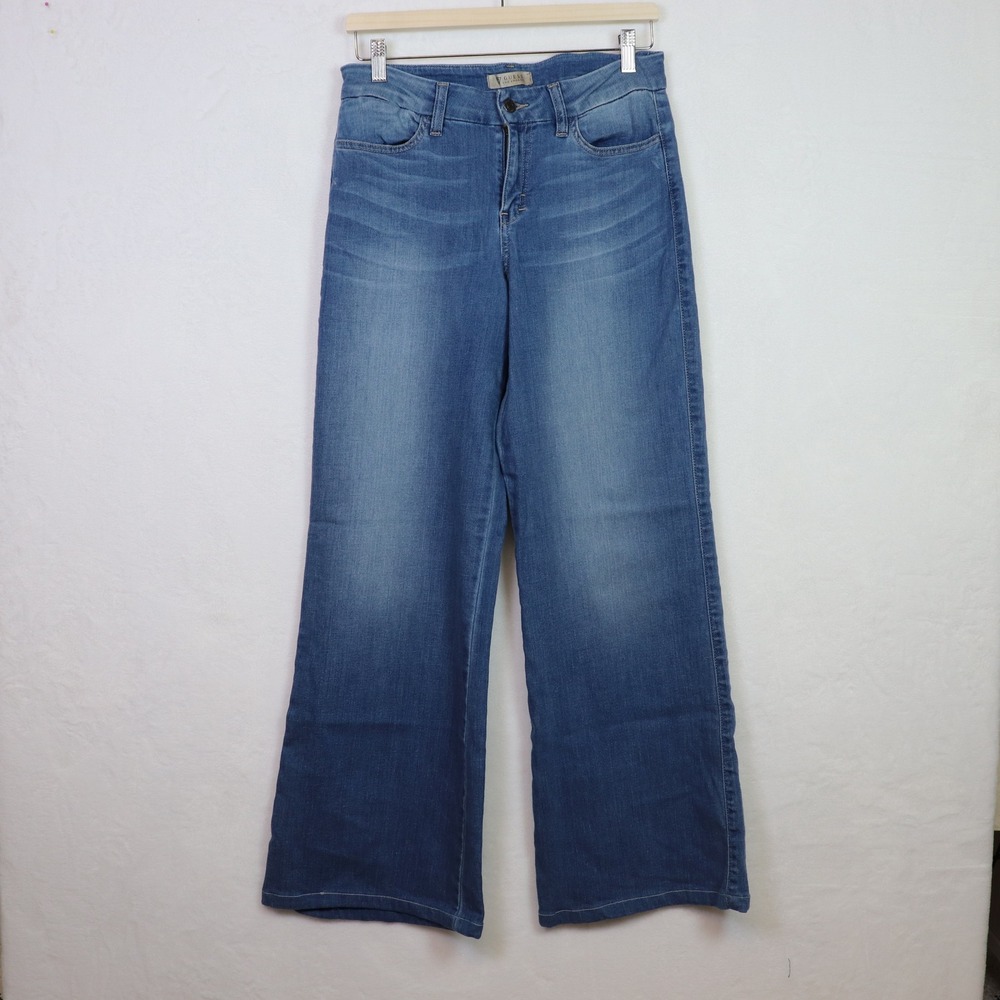 GUESS‎ Blue Wide Leg High Rise Whiskered Denim Jeans 28